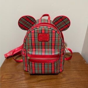 Loungefly Christmas plaid mini backpack. Pristine condition!